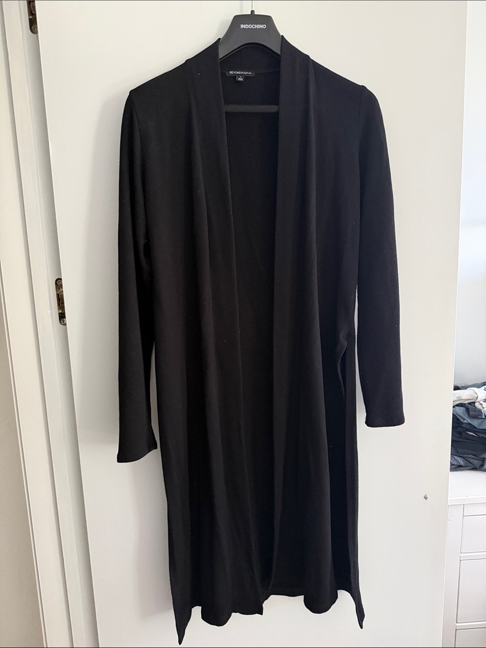 Beyond Yoga Black Long Open-Front Cardigan